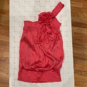 Bebe one shoulder pink blouse
